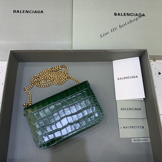 Balenciaga巴黎世家專櫃爆款鱷魚紋牛皮斜挎單肩woc鏈條包 fyj1507